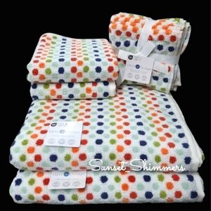 8pc Mind on Design Bath Hand Washcloth Towel Set Multicolored Dot Zero Towel Set